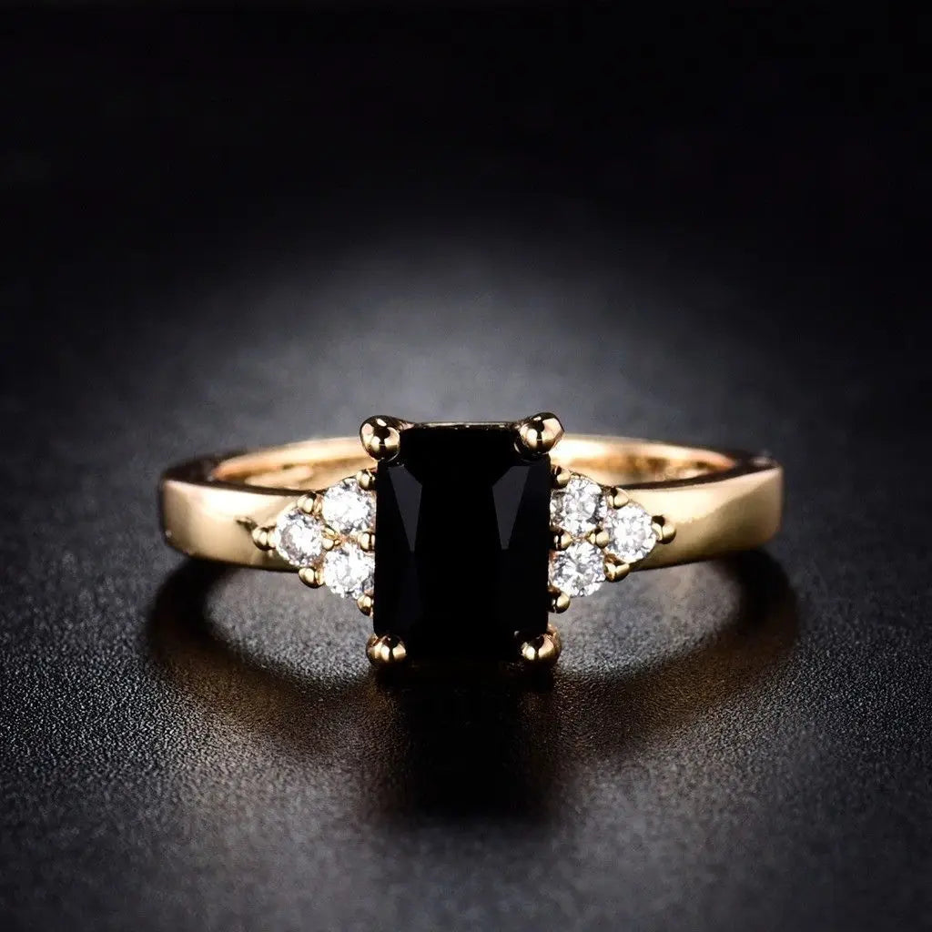 Silver Ring With Square Gemstones Size 6-10