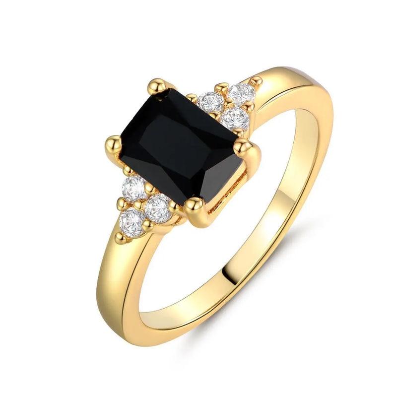 Silver Ring With Square Gemstones Size 6-10