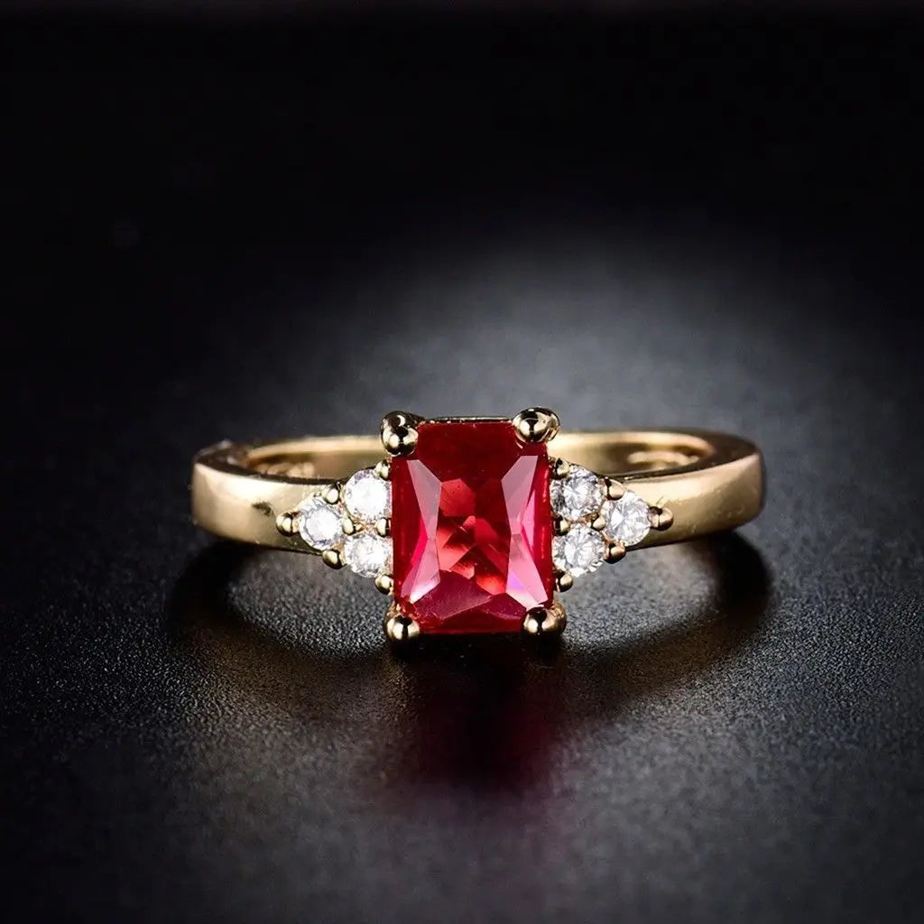 Silver Ring With Square Gemstones Size 6-10