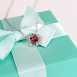 Delicate Silver 925 Heart Ruby Zircon Pendant Necklace for Women