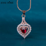 Heart-Shaped Red Gemstone 925 Silver Necklace for Women