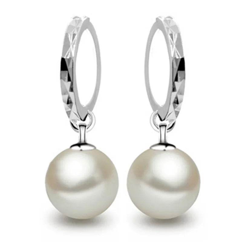 Women's Shell Pearl Hoop Earrings Fine Jewelry for Party