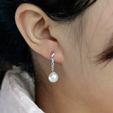 Women's Shell Pearl Hoop Earrings Fine Jewelry for Party