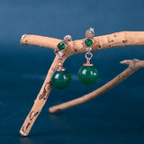 Ethnic Style Silver 925 Earrings with Green Gemstone