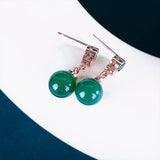 Ethnic Style Silver 925 Earrings with Green Gemstone