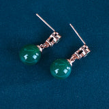 Ethnic Style Silver 925 Earrings with Green Gemstone