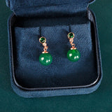 Ethnic Style Silver 925 Earrings with Green Gemstone