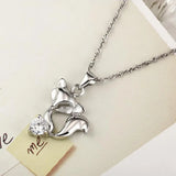 925 Silver Fox Pendant Clavicle Necklace Gift