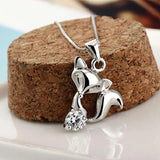 925 Silver Fox Pendant Clavicle Necklace Gift