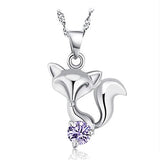 925 Silver Fox Pendant Clavicle Necklace Gift