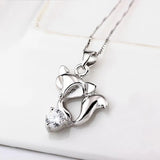 925 Silver Fox Pendant Clavicle Necklace Gift