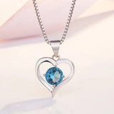 Aquamarine Heart Pendant Necklace, Dating Gift
