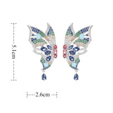 Colorful Zircon Butterfly Stud-earrings Silver 925