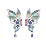 Colorful Zircon Butterfly Stud-earrings Silver 925