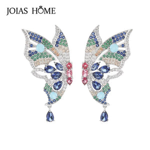 Colorful Zircon Butterfly Stud-earrings Silver 925