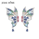 Colorful Zircon Butterfly Stud-earrings Silver 925