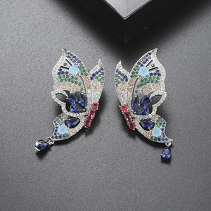 Colorful Zircon Butterfly Stud-earrings Silver 925