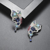 Colorful Zircon Butterfly Stud-earrings Silver 925
