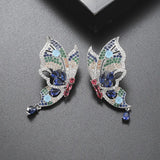 Colorful Zircon Butterfly Stud-earrings Silver 925