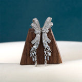 Angel Wings Bowknot Earrings 925 Silver Jewelry Wedding Accessories