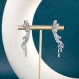 Angel Wings Bowknot Earrings 925 Silver Jewelry Wedding Accessories