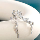 Angel Wings Bowknot Earrings 925 Silver Jewelry Wedding Accessories