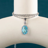 Silver 925 Oval Aquamarine Pendant Necklace for Women