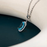 Silver 925 Oval Aquamarine Pendant Necklace for Women