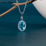 Silver 925 Oval Aquamarine Pendant Necklace for Women
