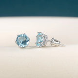Silver Stud Earrings Women Aquamarine Ear-stud Party Jewelry Gift