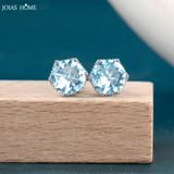 Silver Stud Earrings Women Aquamarine Ear-stud Party Jewelry Gift