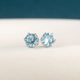 Silver Stud Earrings Women Aquamarine Ear-stud Party Jewelry Gift