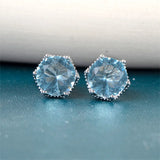 Silver Stud Earrings Women Aquamarine Ear-stud Party Jewelry Gift