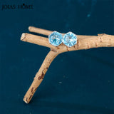 Silver Stud Earrings Women Aquamarine Ear-stud Party Jewelry Gift