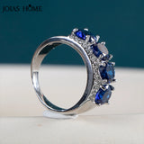 Silver Ring Four Oval Royal Zircon Neutral Style
