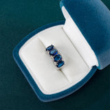 Silver Ring Four Oval Royal Zircon Neutral Style