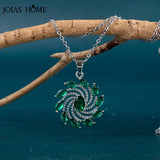 925 Silver Necklace Green Red Zircon Pendant Gift