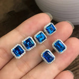 Geometry Silver 925 Green Zircon Ear Studs