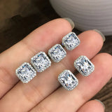 Geometry Silver 925 Green Zircon Ear Studs