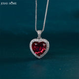 Heart Ruby Pendant Silver Necklace Zircon Jewelry