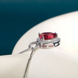 Heart Ruby Pendant Silver Necklace Zircon Jewelry