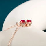 925 Silver Necklace Pendant Rose Necklace with Lucky Clover Garnet Pendant