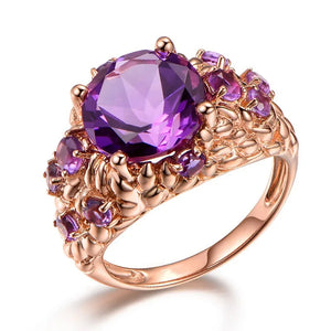 925 Silver Ring with Natural Amethyst Size 6-10