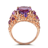 925 Silver Ring with Natural Amethyst Size 6-10