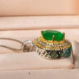 Emerald Gemstone Pendant Necklace for Women, Lady Charm Jewelry
