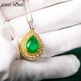 Emerald Gemstone Pendant Necklace for Women, Lady Charm Jewelry