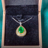 Emerald Gemstone Pendant Necklace for Women, Lady Charm Jewelry