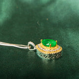 Emerald Gemstone Pendant Necklace for Women, Lady Charm Jewelry