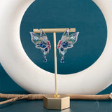 Women's Silver 925 Butterfly Stud Earrings with Colorful Zircon Gift