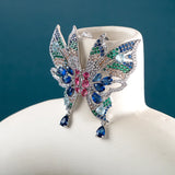 Women's Silver 925 Butterfly Stud Earrings with Colorful Zircon Gift